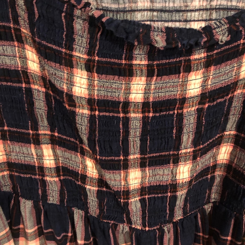 Torrid Navy and Cream Plaid Blouse - Picture 3 of 4